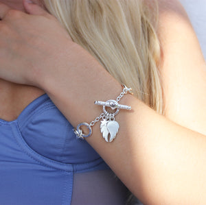 Eva Charm Bracelet With Silver Angel Wings And Star