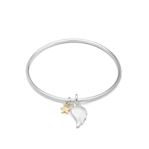 Sienna Bangle With Silver Angel Wing And Gold Star