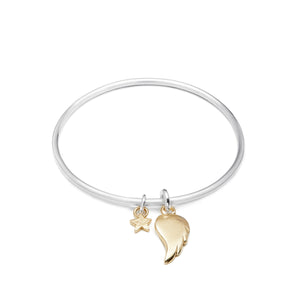 Sienna Bangle With Gold Angel Wing And Star