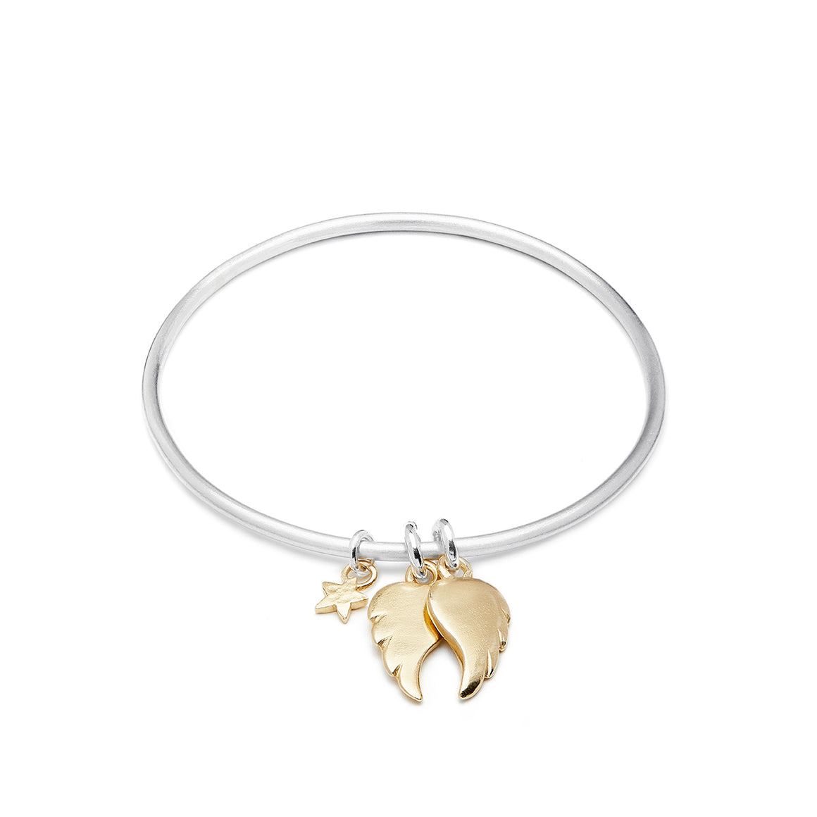 Sienna Bangle With Gold Angel Wings And Star