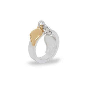 Stella Charm Ring With Gold And Silver Angel Wings