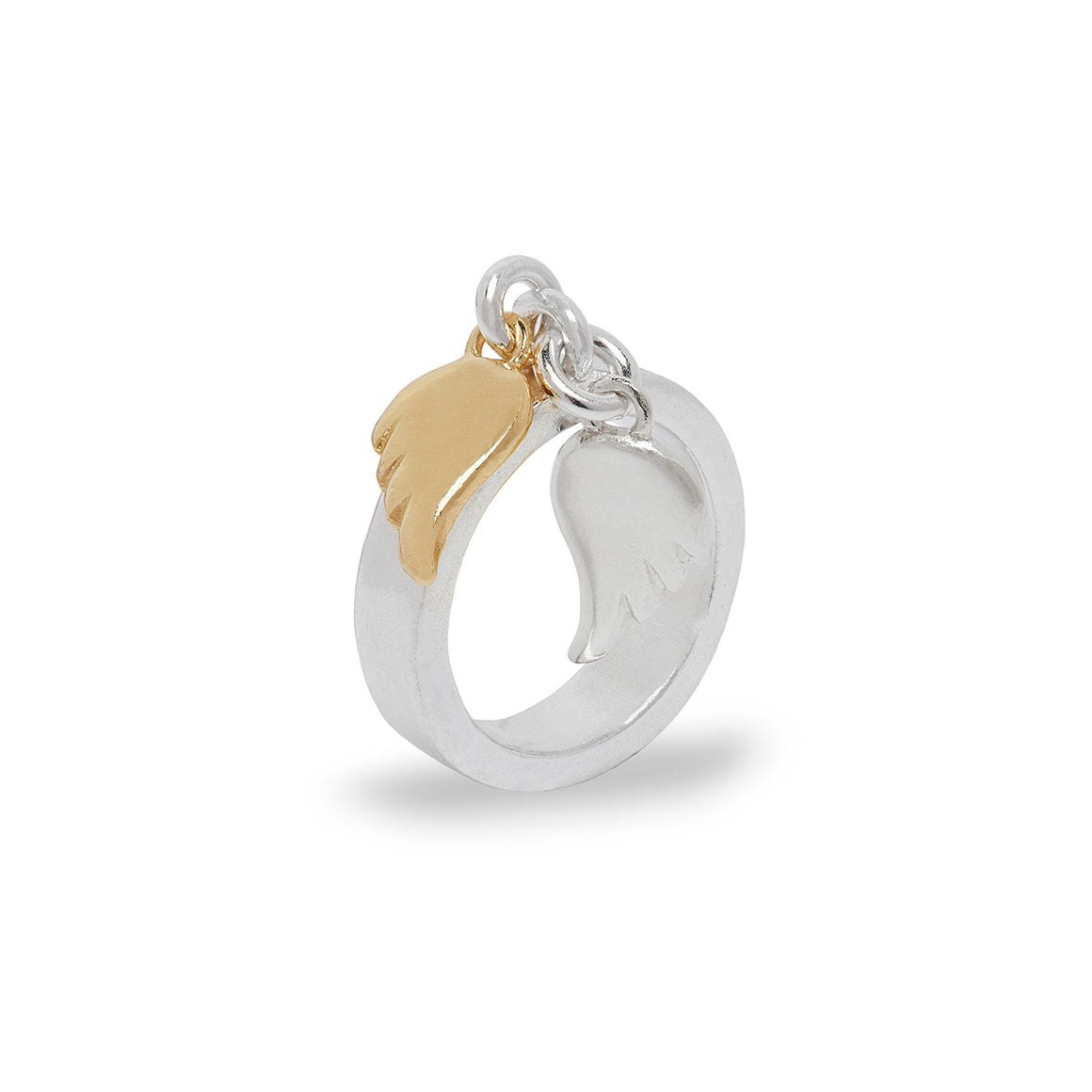 Stella Charm Ring With Gold And Silver Angel Wings