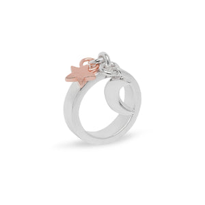 Stella Charm Ring With Star And Moon