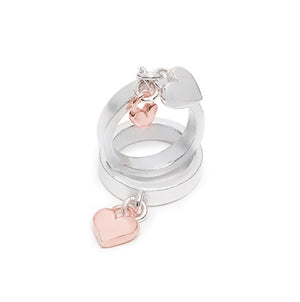 Stella Charm Ring With A Single Rose Gold Heart