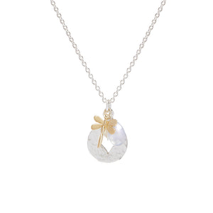 Gold Dragonfly Necklace With Chalcedony
