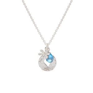 Silver Dragonfly Necklace With London Blue Topaz