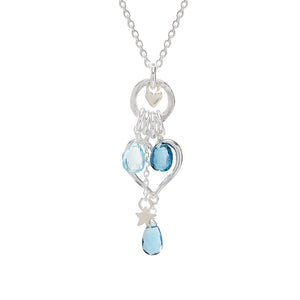 Open Heart Necklace With Blue Topaz