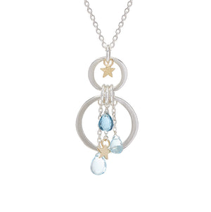 Luna Necklace With Gold Stars And Blue Topaz