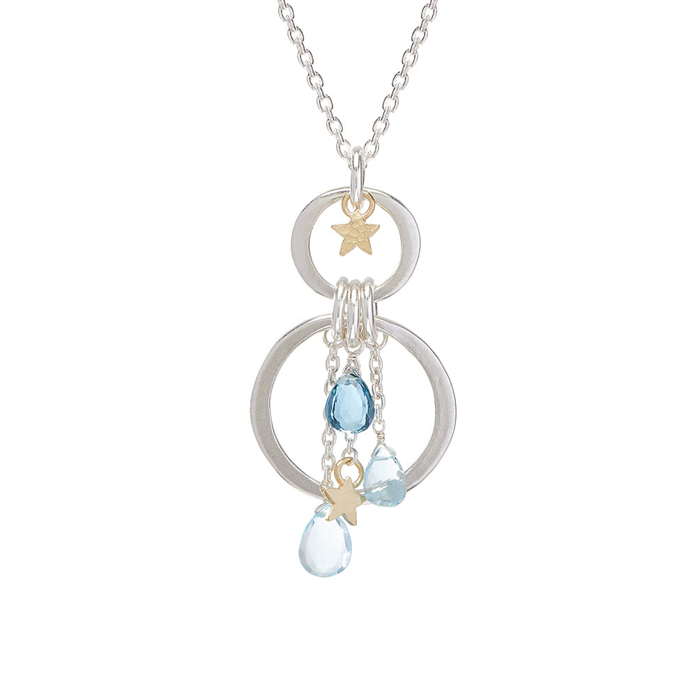 Luna Necklace With Gold Stars And Blue Topaz