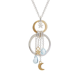 Luna Necklace With Gold And Blue Topaz