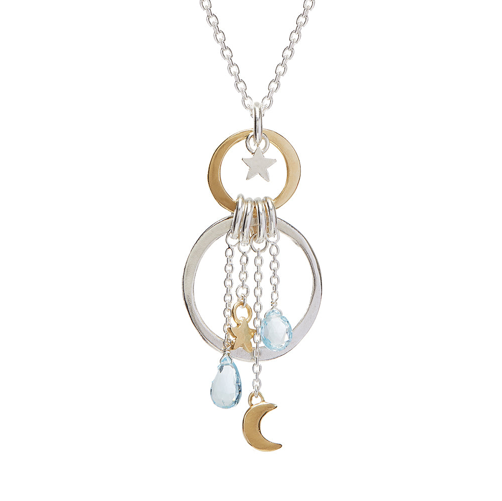 Luna Necklace With Gold And Blue Topaz