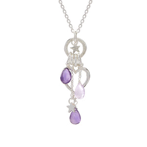 Open Heart Necklace With Amethyst