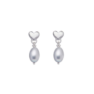 Grey Pearl Heart Earrings