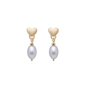 Grey Pearl Heart Earrings
