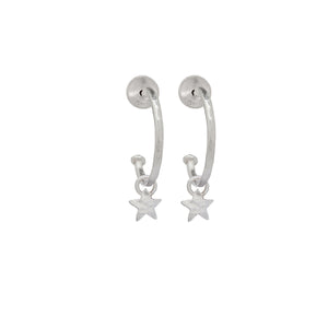 Silver Hoop Earrings With Stars