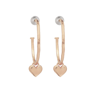 Rose Gold Hoops With Hearts