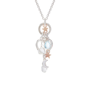 Open Heart Necklace With Rose Gold And Crystal And Blue Topaz