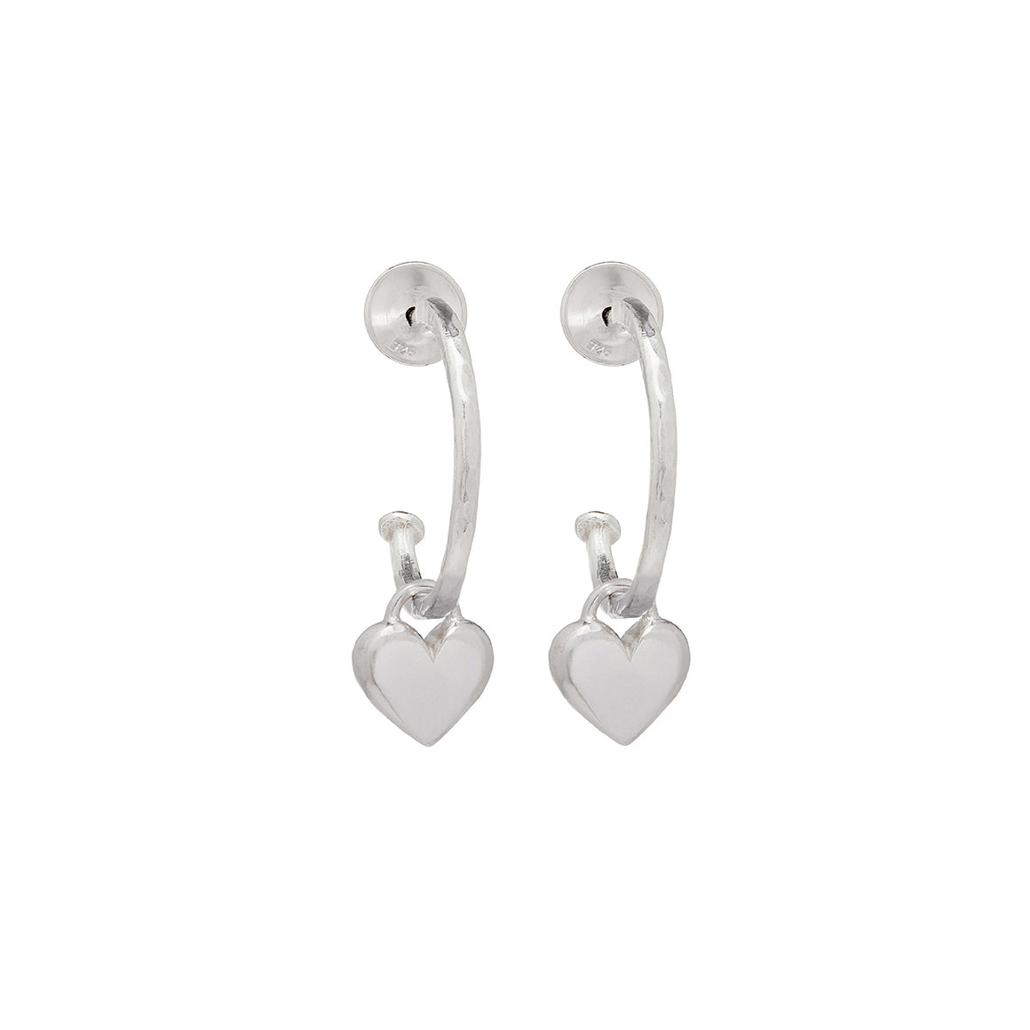 Silver Hoop Earrings With Hearts