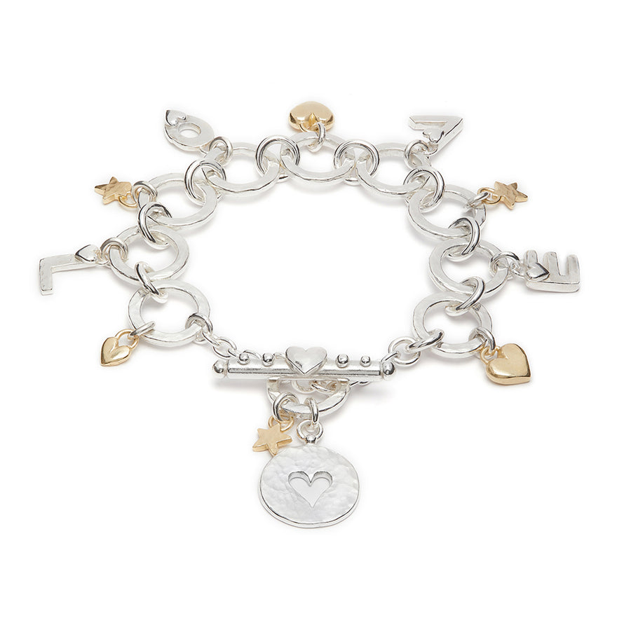 Eva Charm Bracelet With Heart Disc And Initials