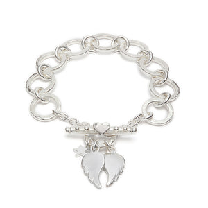 Eva Charm Bracelet With Silver Angel Wings And Star