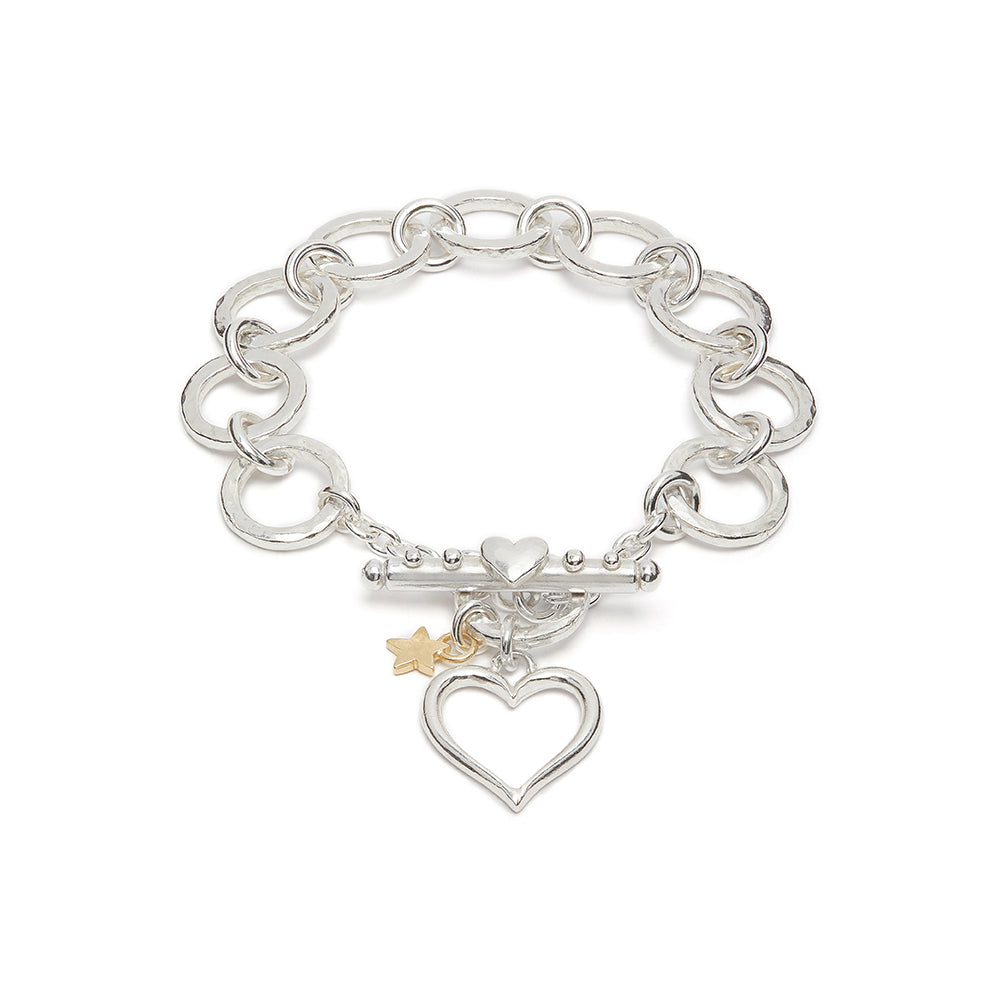 Eva Charm Bracelet With Open Heart And Star