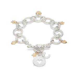 Eva Charm Bracelet With Heart Disc And Gold Charms