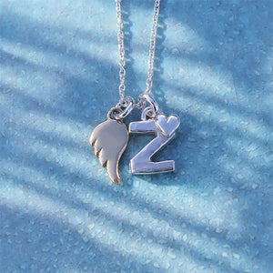 Initial Z Necklace With Gold Angel Wing