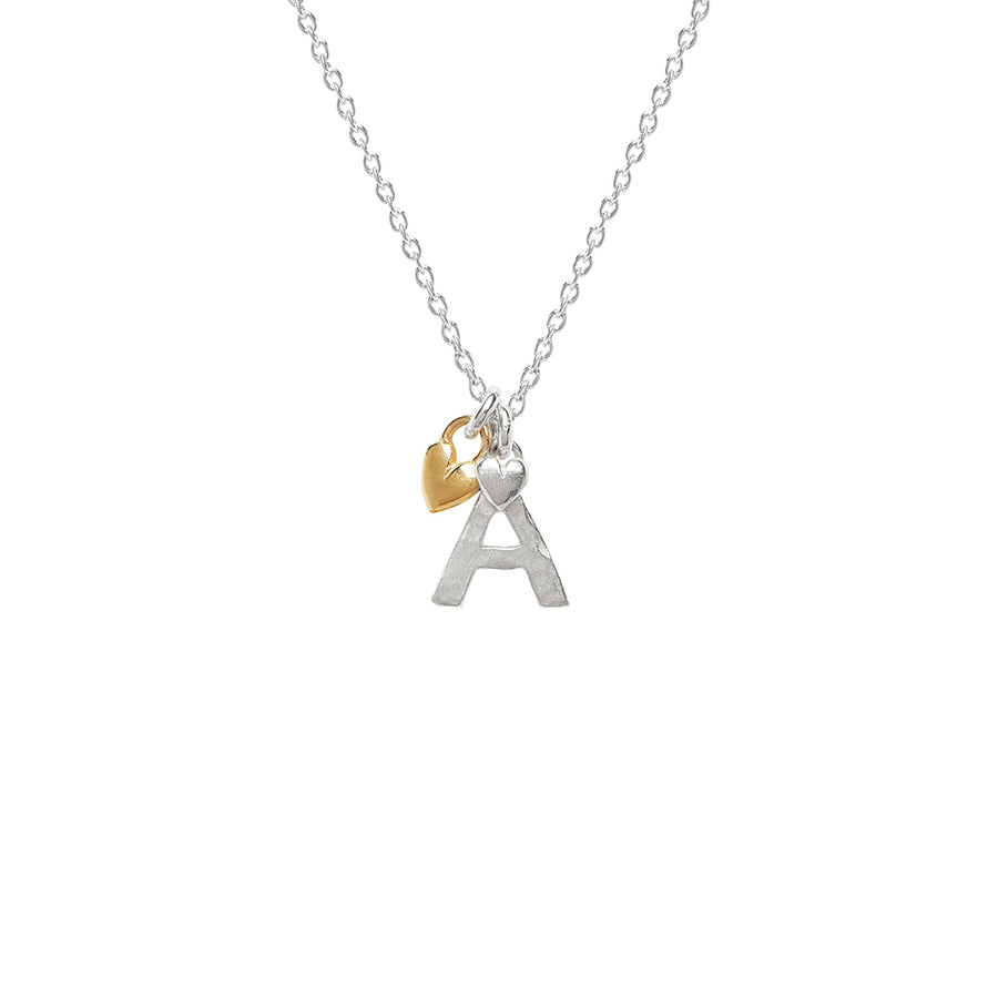 Initial Charm Necklace With Gold Heart