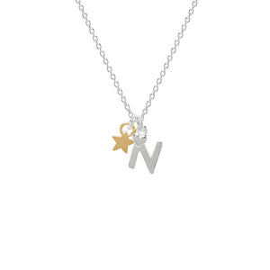Initial Charm Necklace With Gold Star