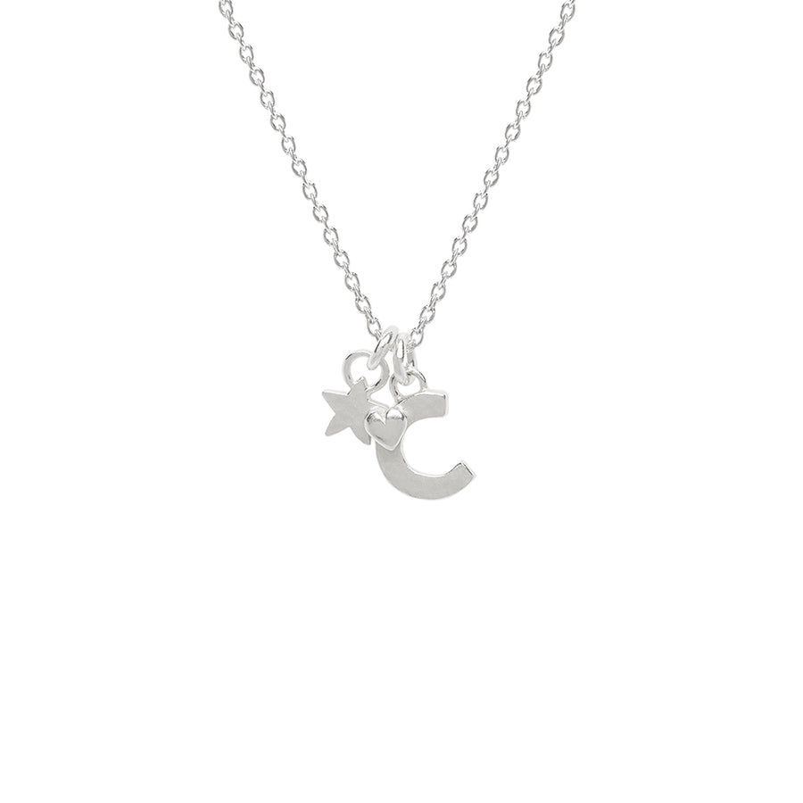 Initial Charm Necklace With Silver Star