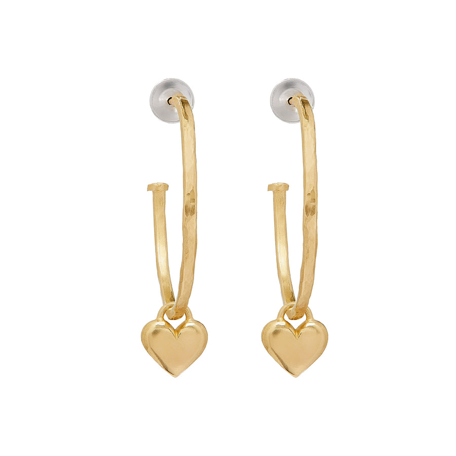 Gold Hoop Earrings With Gold Hearts