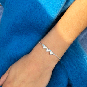 Silver Bracelet With Three Hearts