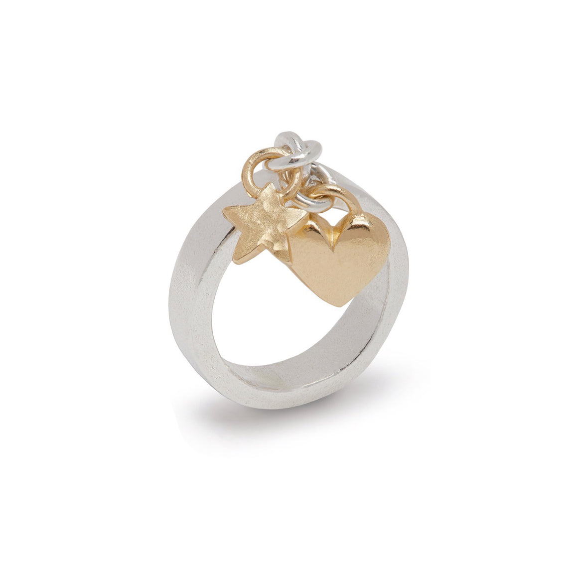 Stella Charm Ring With Gold Heart And Star