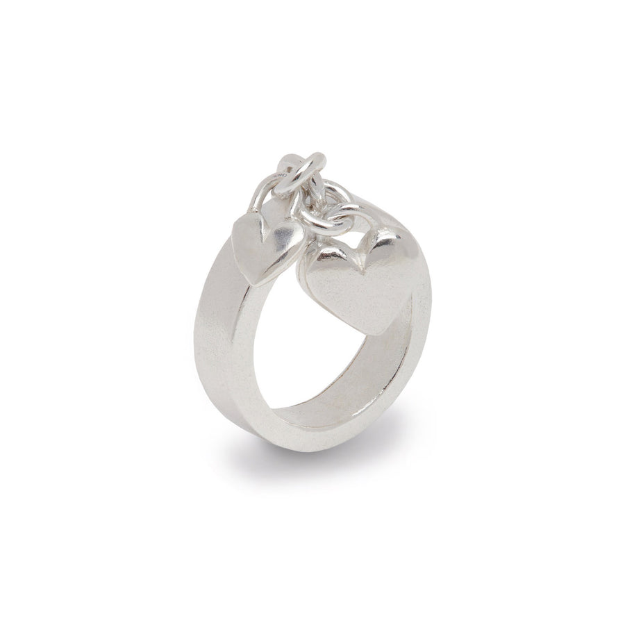 Stella Charm Ring With Silver Hearts