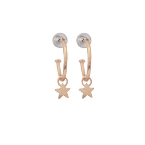 Small Rose Gold Hoop Earring With Stars