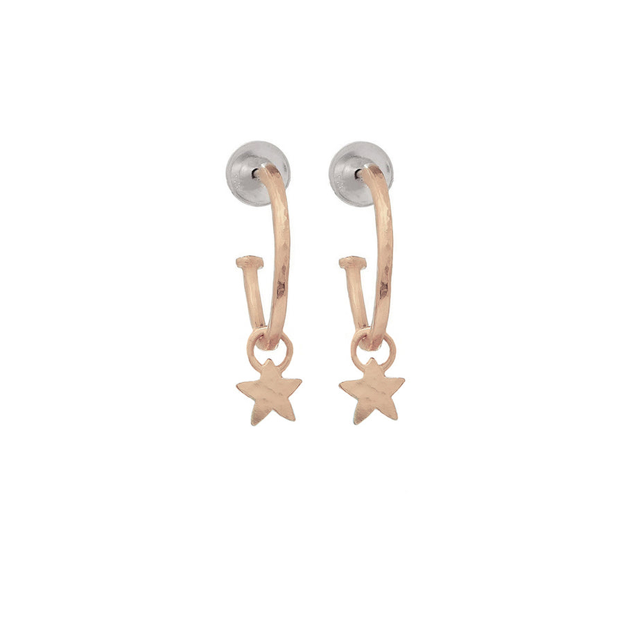 Small Rose Gold Hoop Earring With Stars