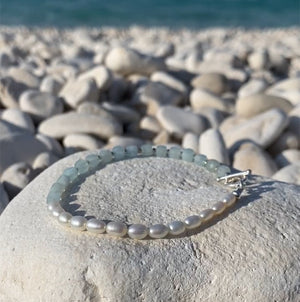 Aquamarine And Pearl Bracelet